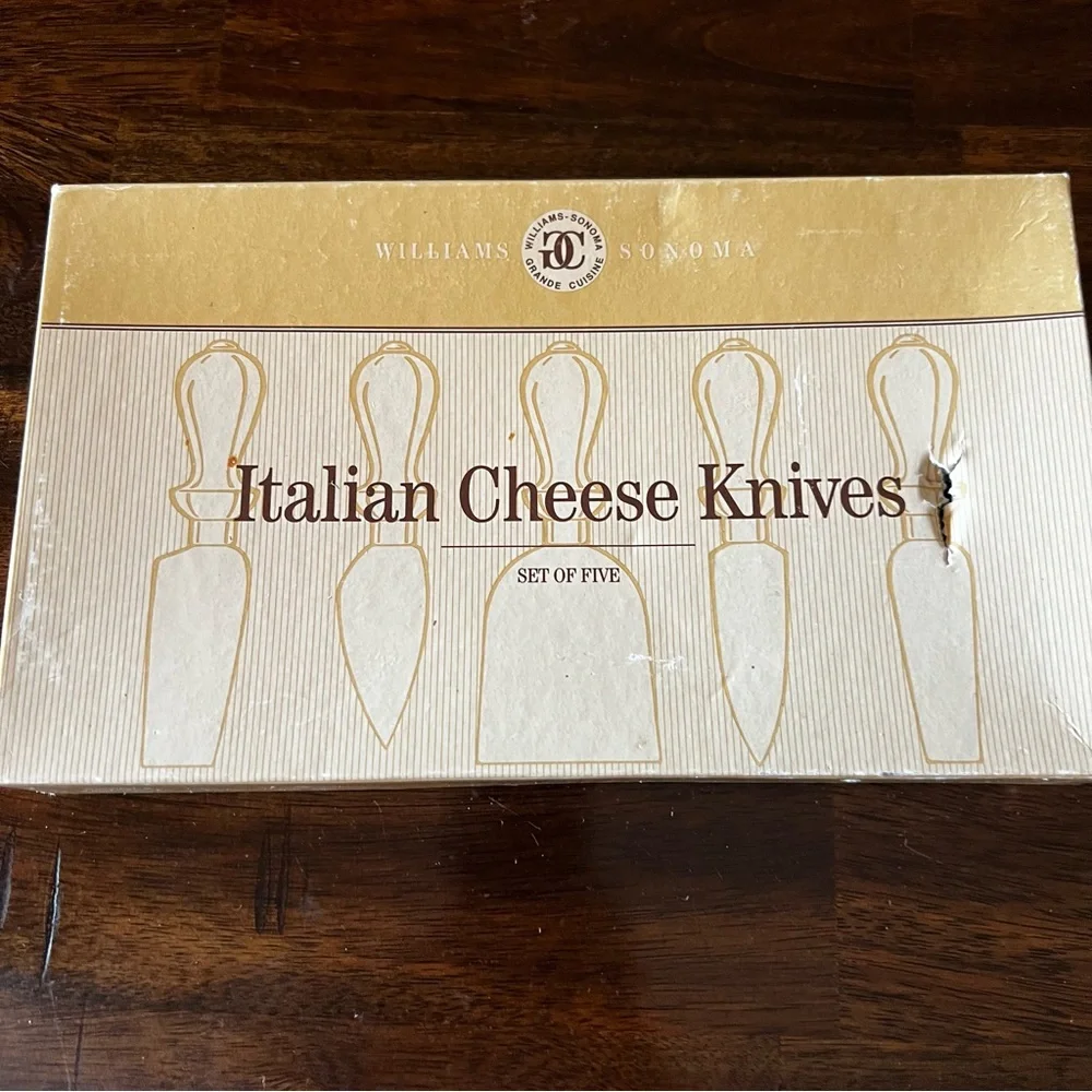 Williams Sonoma Italian Cheese Knife Collection Beechwood Handles S/5
